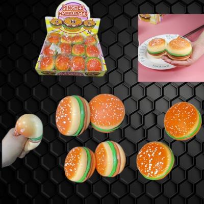 3" HAMBURGER FLOUR FILLED SQUEEZE TOY