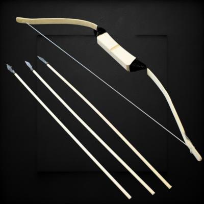 25" HAND CARVED WOODEN BOW AND ARROW SET 